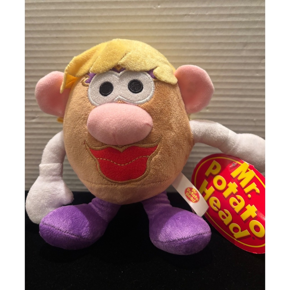 Mrs Potato Head Plush Toy 7 inch Hasbro Stuffed Animal Blonde Hair Purple Shoes